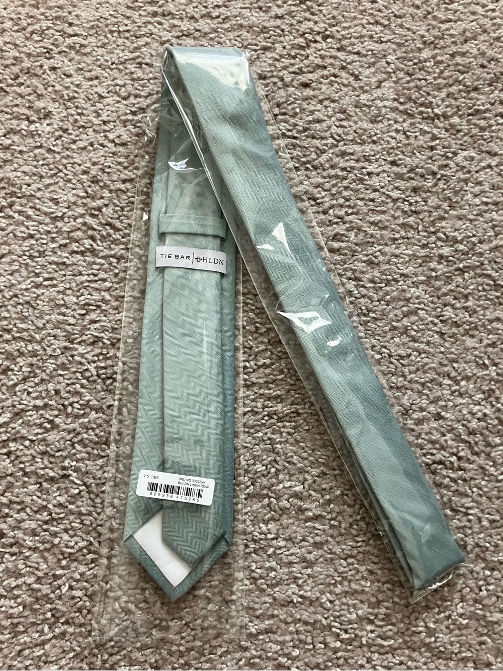 NEW The Tie Bar Bhldn Linen Row Morning Mist Tie Mens Size Skinny 2026-714 - Picture 4 of 5
